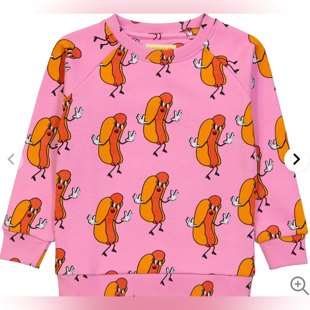 Hugo Loves Tiki Hot Dog Sweatshirt
Kids Size 2T Pink
